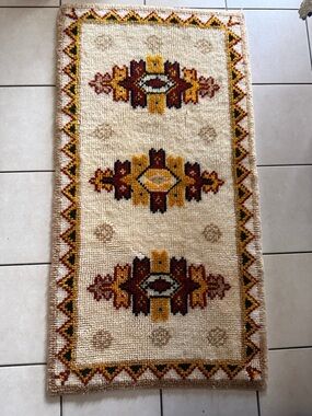 Vintage Cream, Gold and Brown Geometric Tapestry